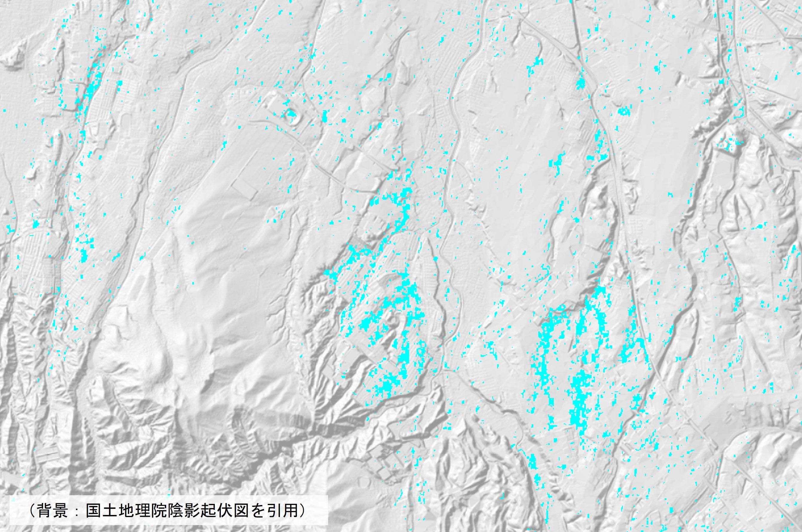 SARデータを用いて抽出した胆振東部地震の液状化等の被害箇所