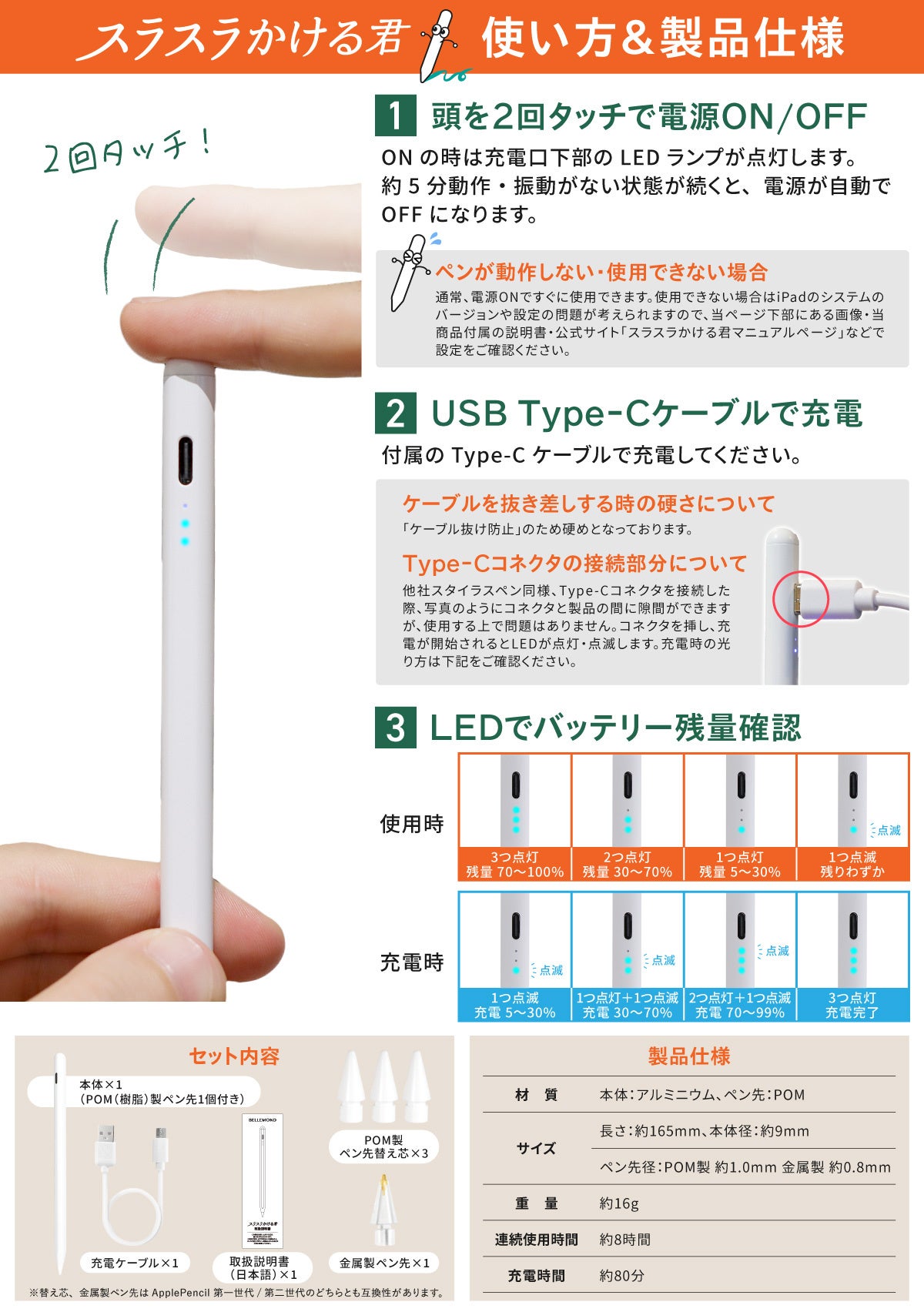 発売記念セール】iPad 用 スタイラスペン「スラスラかける君