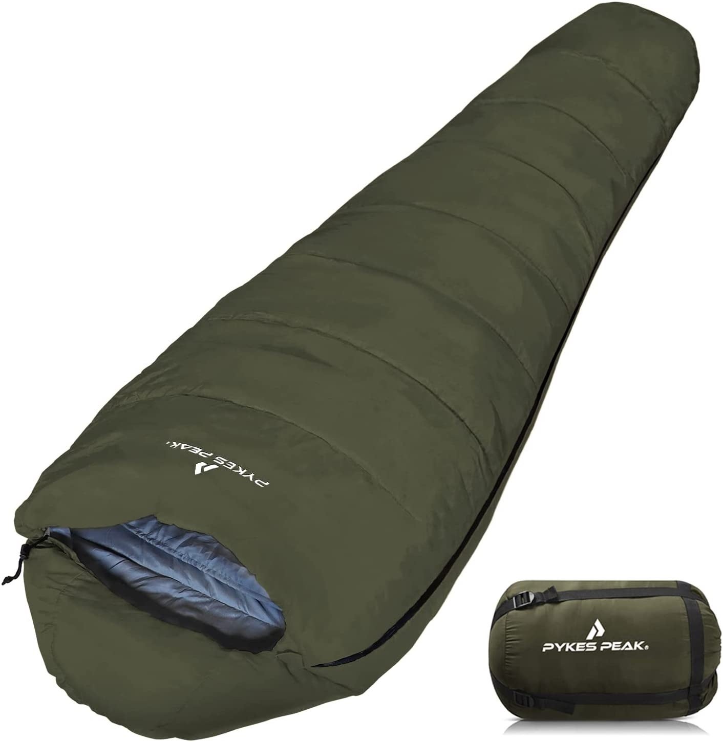 マミー型寝袋／オリーブグリーン