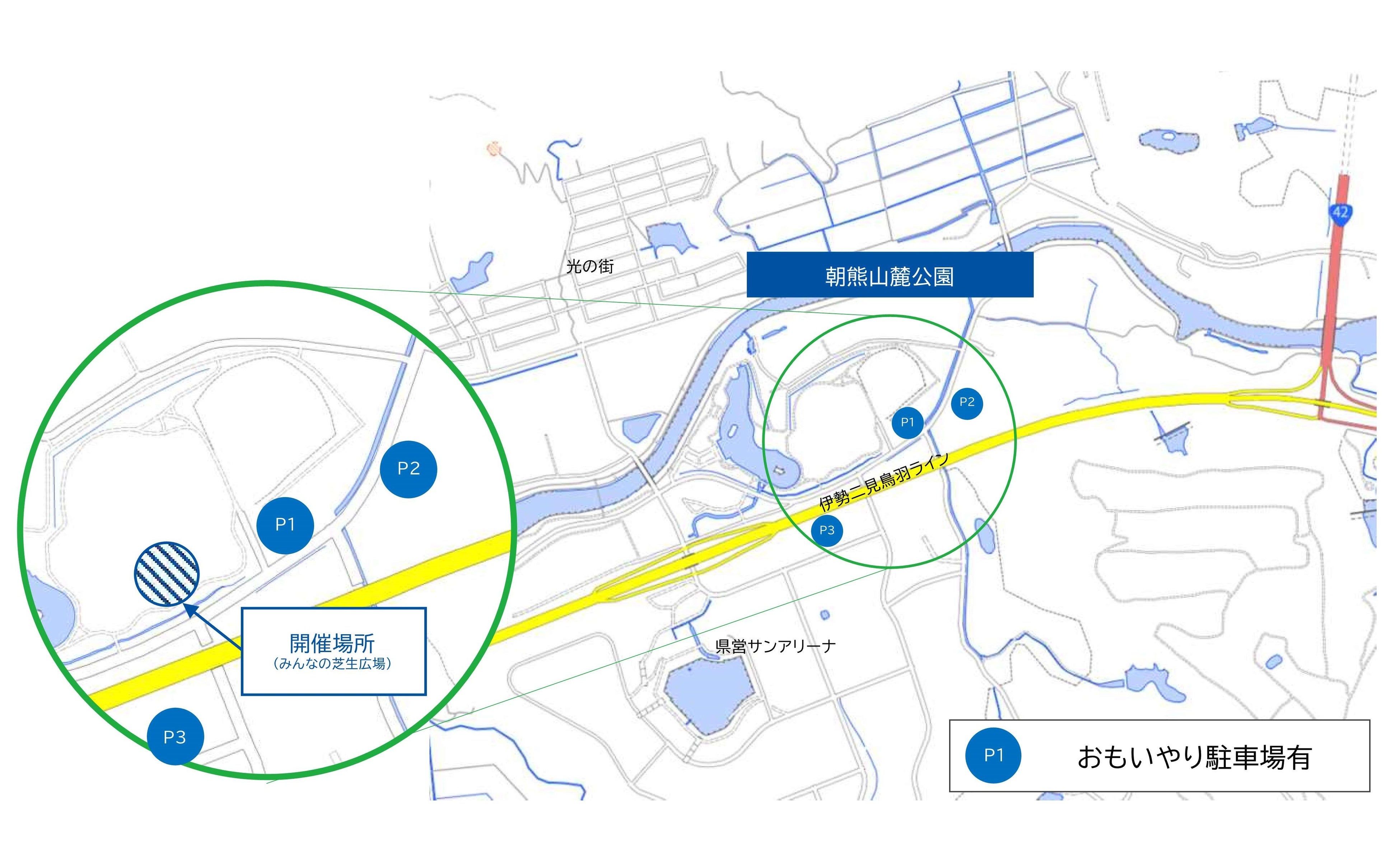会場位置図（ベースマップは国土地理院「地理院地図」を使用）