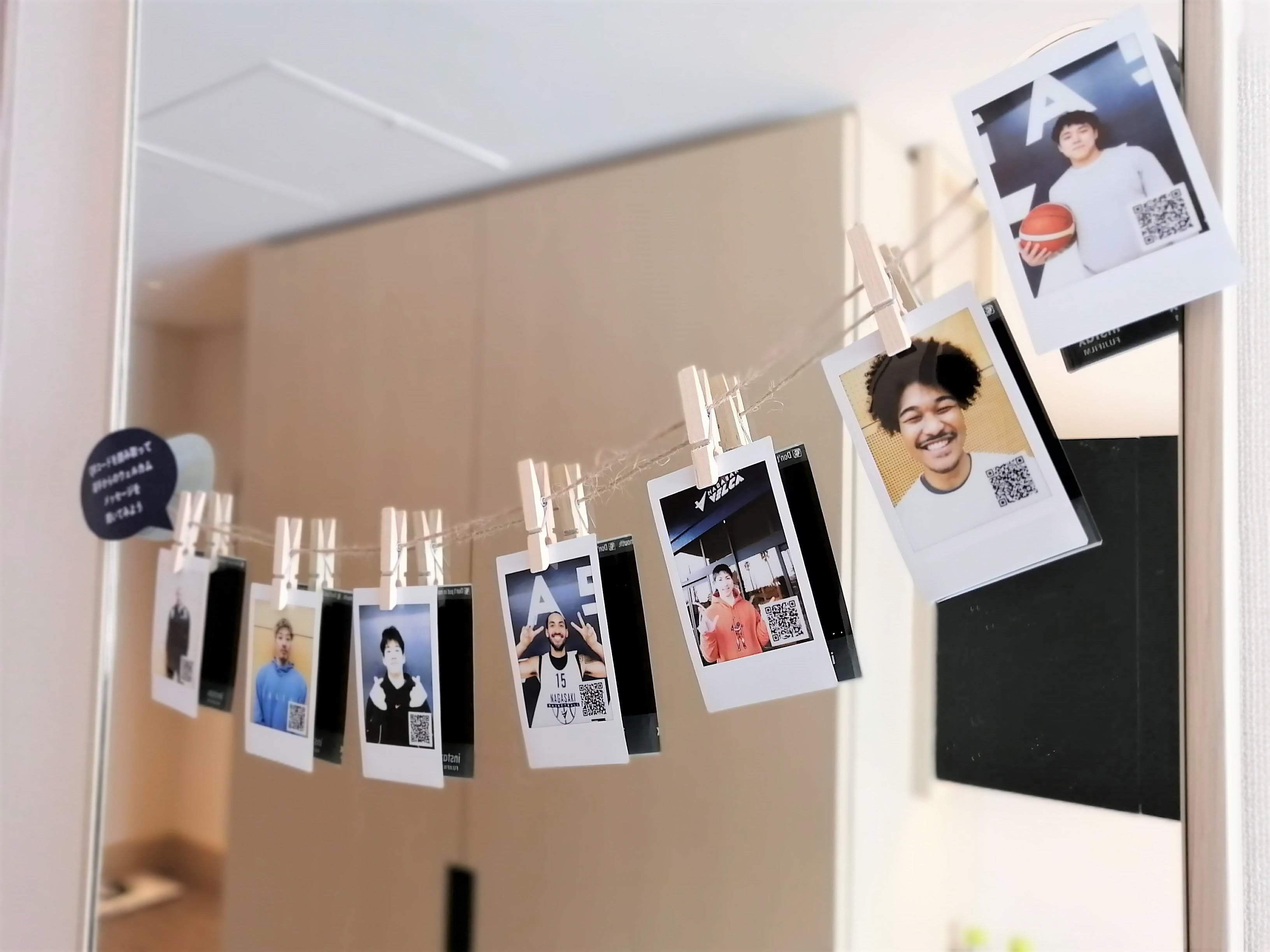 選手のウェルカムメッセージが聞けるフォトカード