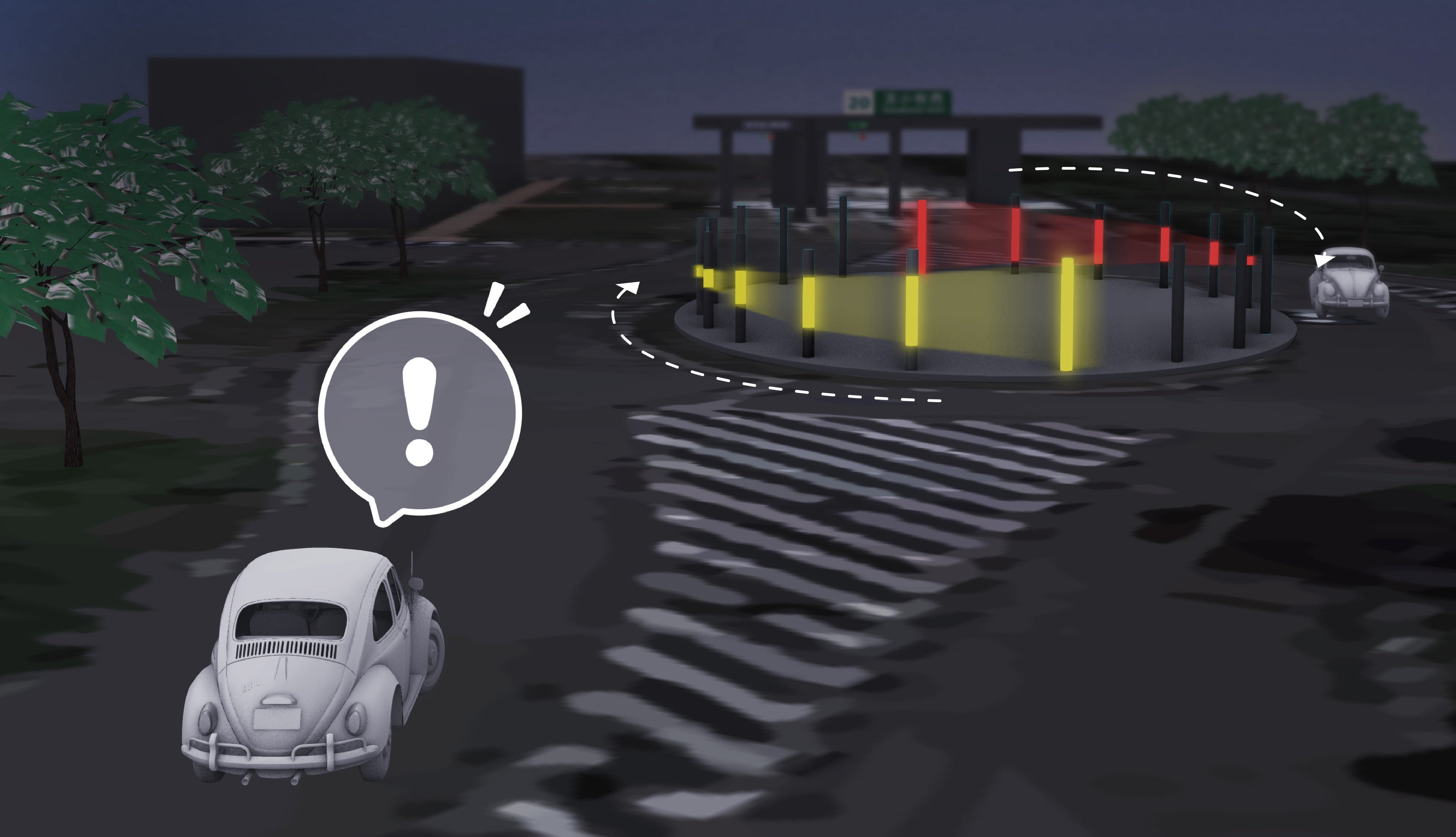 LEDポール型誘導灯設置イメージ