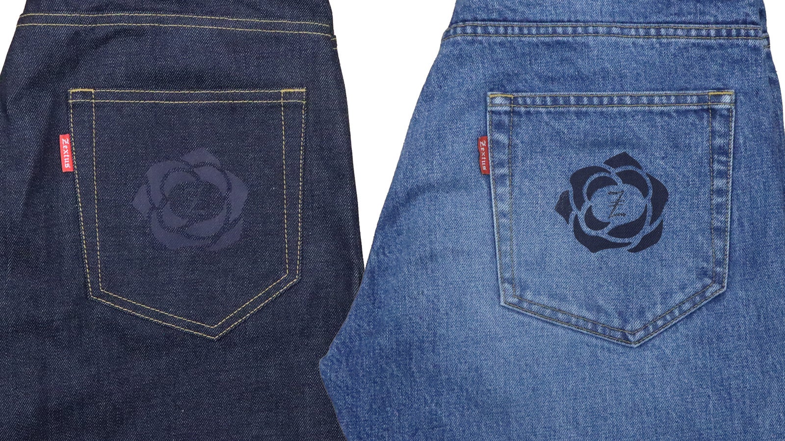 ジーンズの退色とともにロゴマークが浮き出る