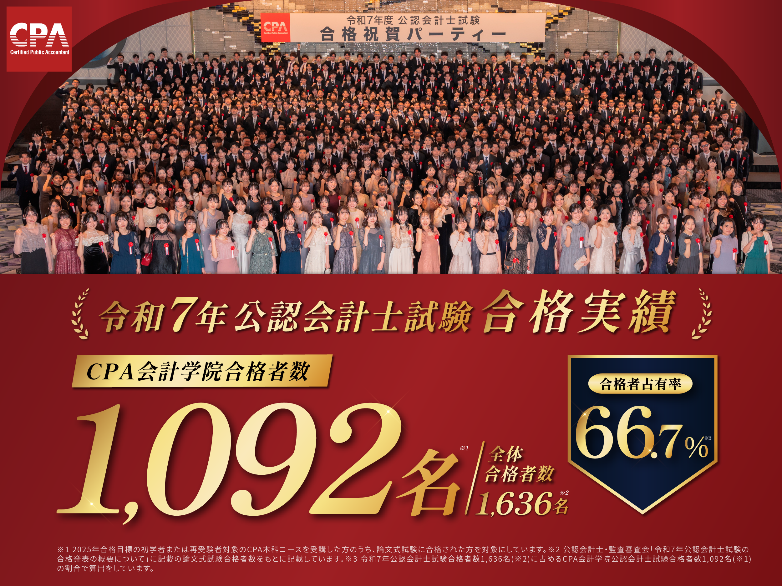 令和7年 公認会計士試験合格者発表！CPA会計学院は合格者の66％を