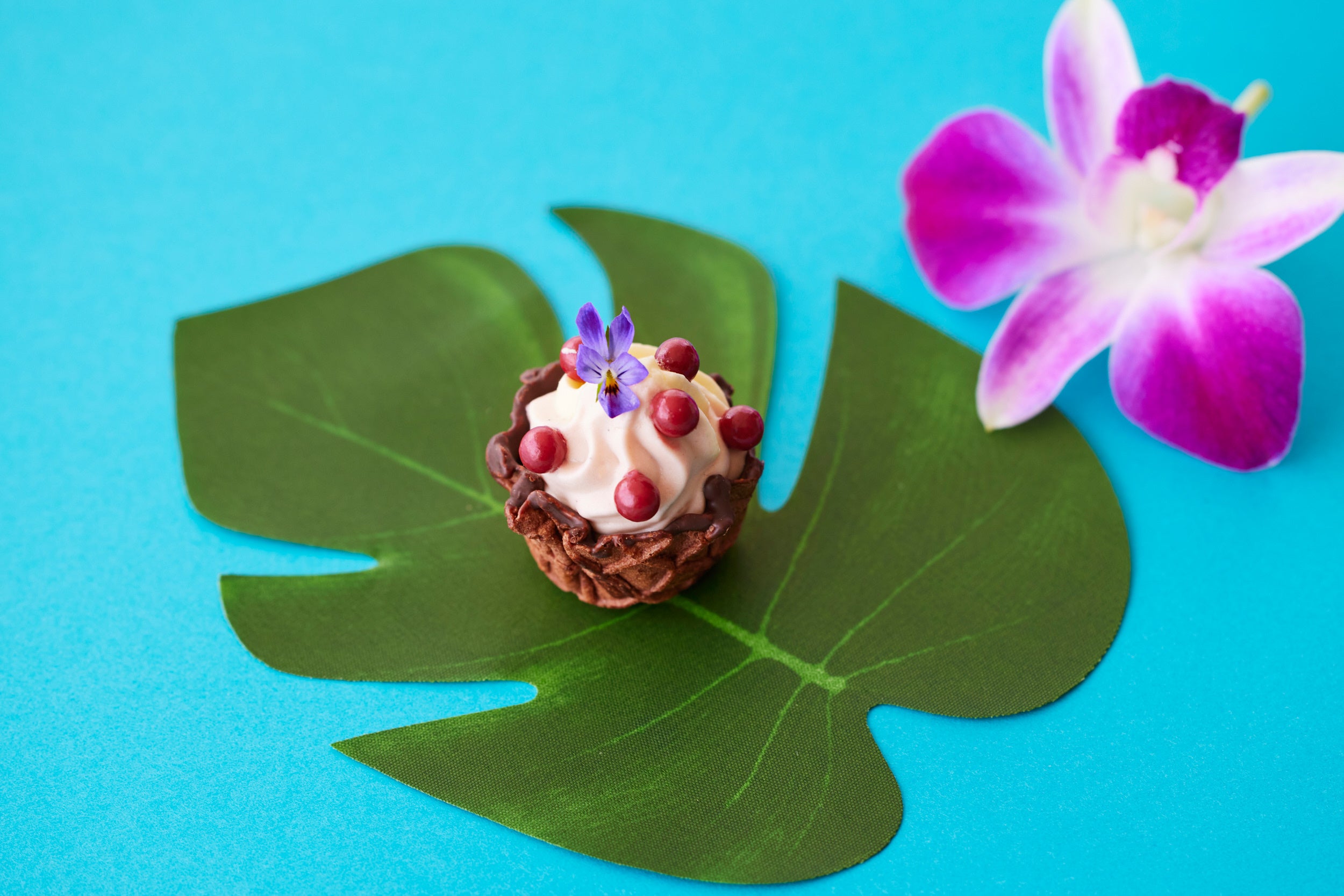 チョコレートワッフルバスケット&ベリークリーム