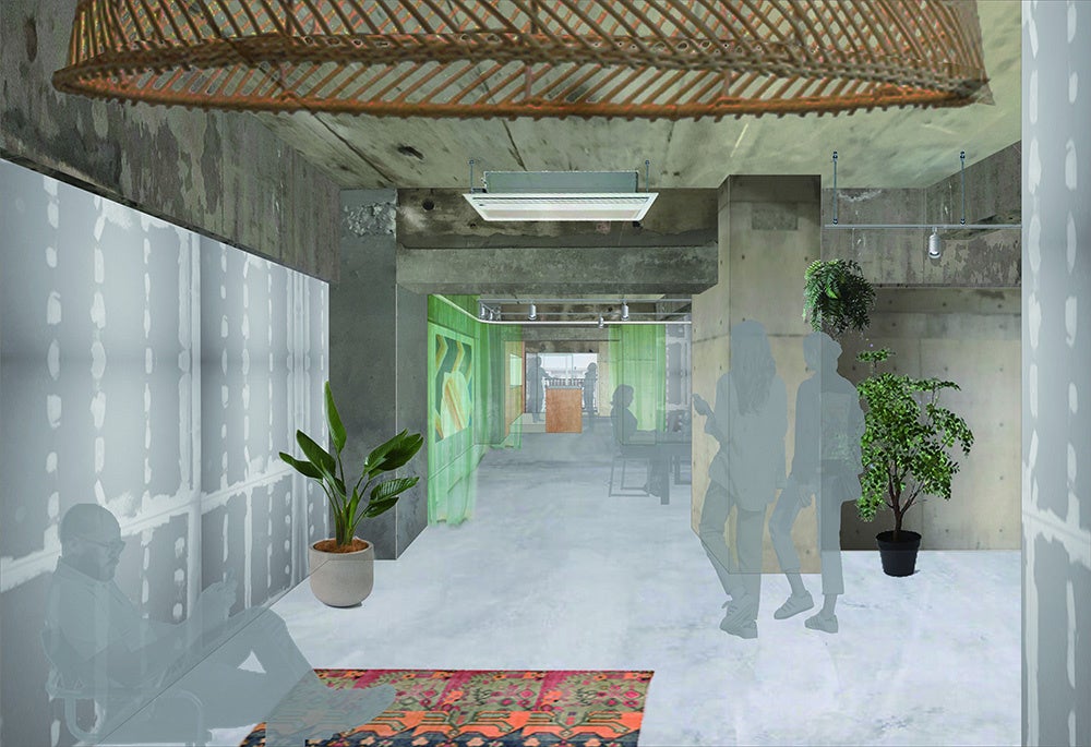 2F WORKING LOUNGE、COFFEE SHOP、EVENT SPACE イメージパース