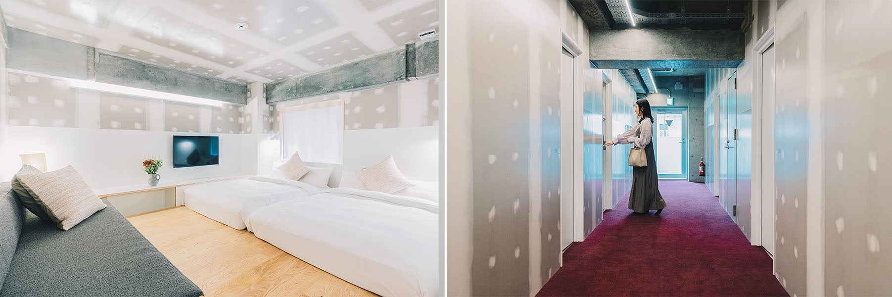 （左・右）「Triple」・「ゲストルームフロア廊下」