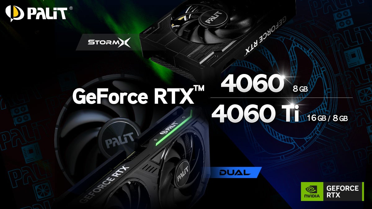 PALIT RTX4060デュアルファン PalitのGeForce RTX 4060が2モデル登場、2スロット厚デュアル