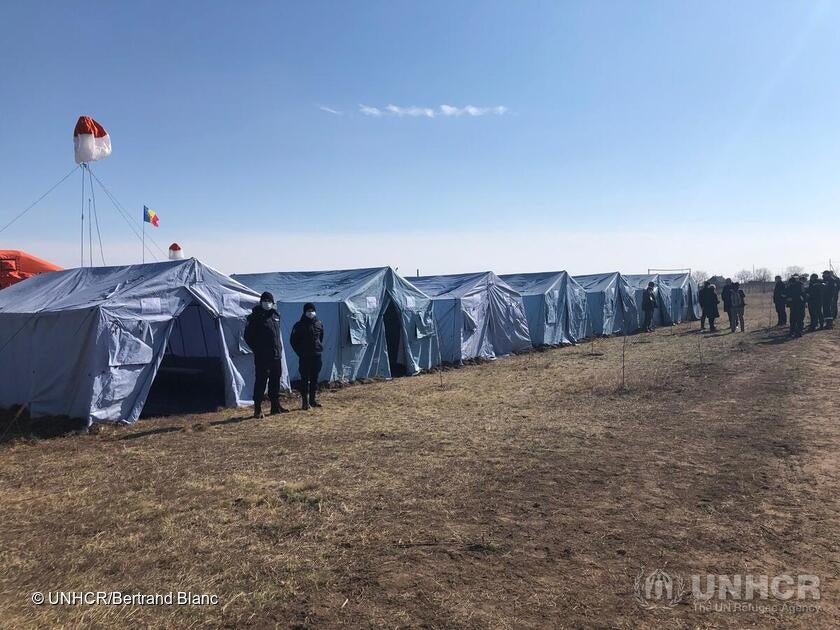 ウクライナ国境に近いモルドバ・パランカに設置された一時滞在センター 