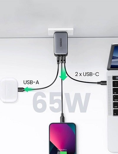 UGREEN】手のひらサイズの65W高出力！ USB-C×2＆USB-Aの合計3