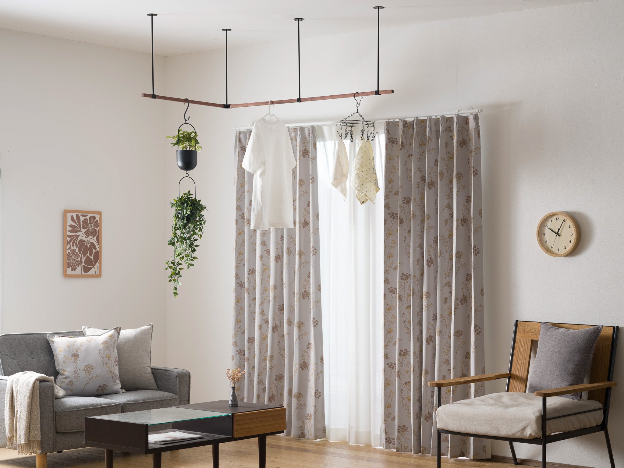 「ten•ki」ブラケット：ブラック・H50cm／バー：オーク