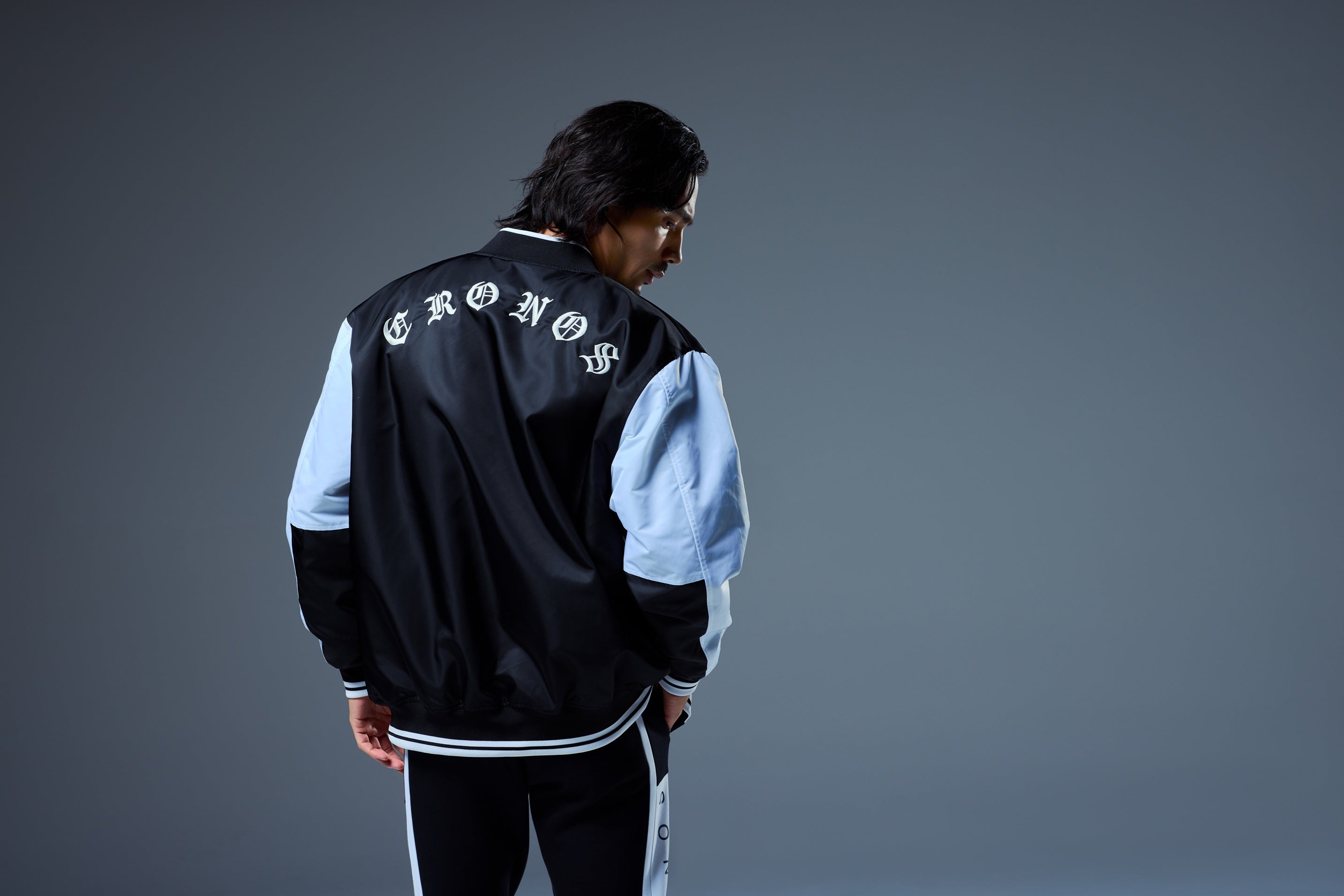 CRONOS★クロノス★タイダイ★ナイロンジャケット★ブルゾン★M CRONOS STRETCH VARSITY JACKET【TAUPE】