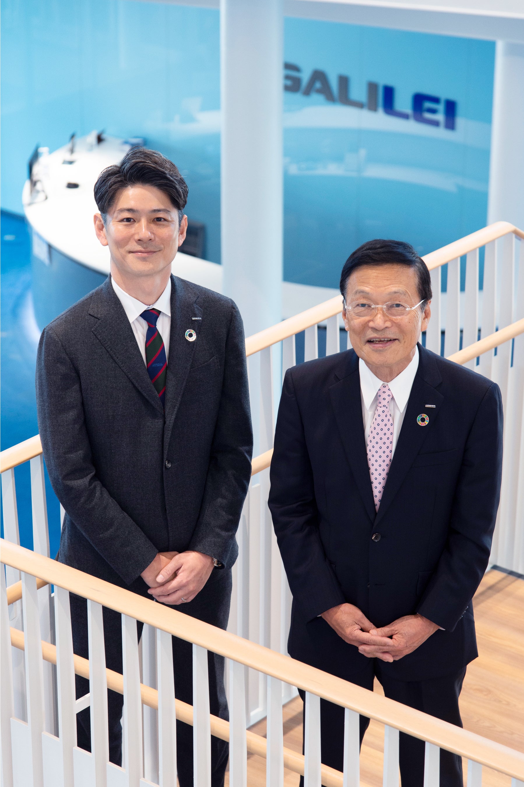 左：代表取締役 社長執行役員 福島 豪、右：代表取締役会長 福島 裕