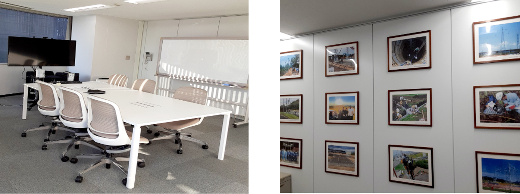 左：新たな会議スペース　　右：写真・絵画の展示