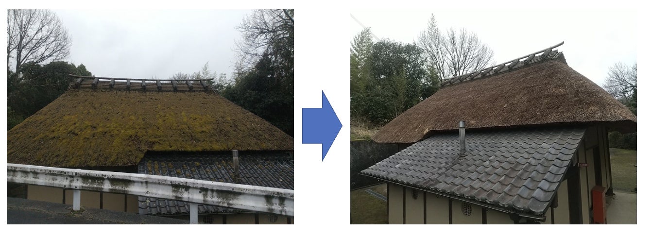 北僧尾農村歌舞伎舞台(左:補修前、右:補修後)