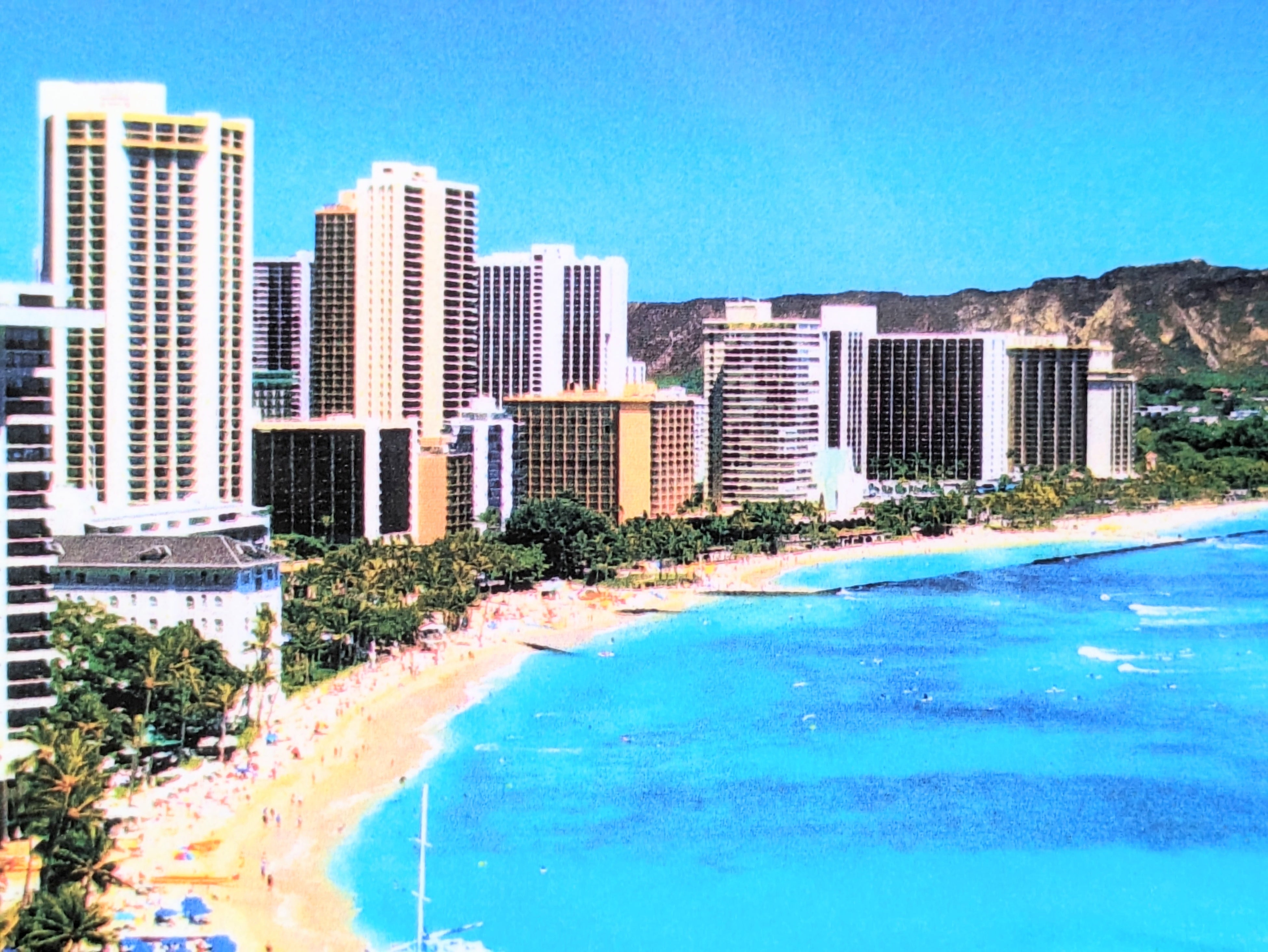 遠くまで精密に見えています。（HAWAII御朱印帳を撮影）