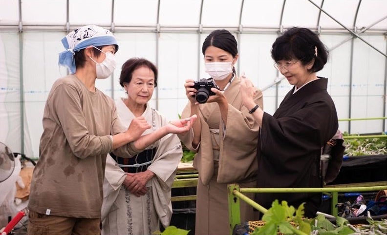 6月下旬、太平長安を育ててくださっている元学芸員の竹内慶子さんのもとを着付けの教室卒業生3名が訪問。当日は地元新聞社も取材に駆けつけ、プロジェクトの内容や熱心に観察する卒業生たちの様子が翌日の新聞に大きく取り上げられました。