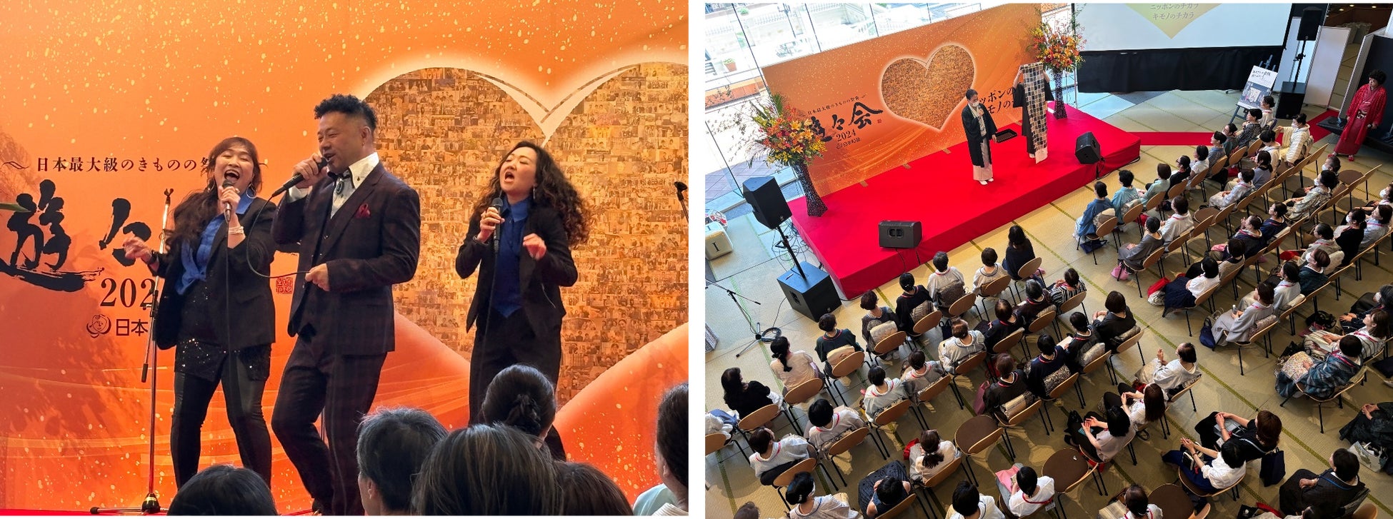 イベント冒頭に挨拶をする代表取締役社長・道面義雄と首都圏の責任者たち。礼を尽くして黒紋付袴姿で。 オープニングでは「Power To The People」を参加者も一緒に歌い、一体となって盛り上がりました。