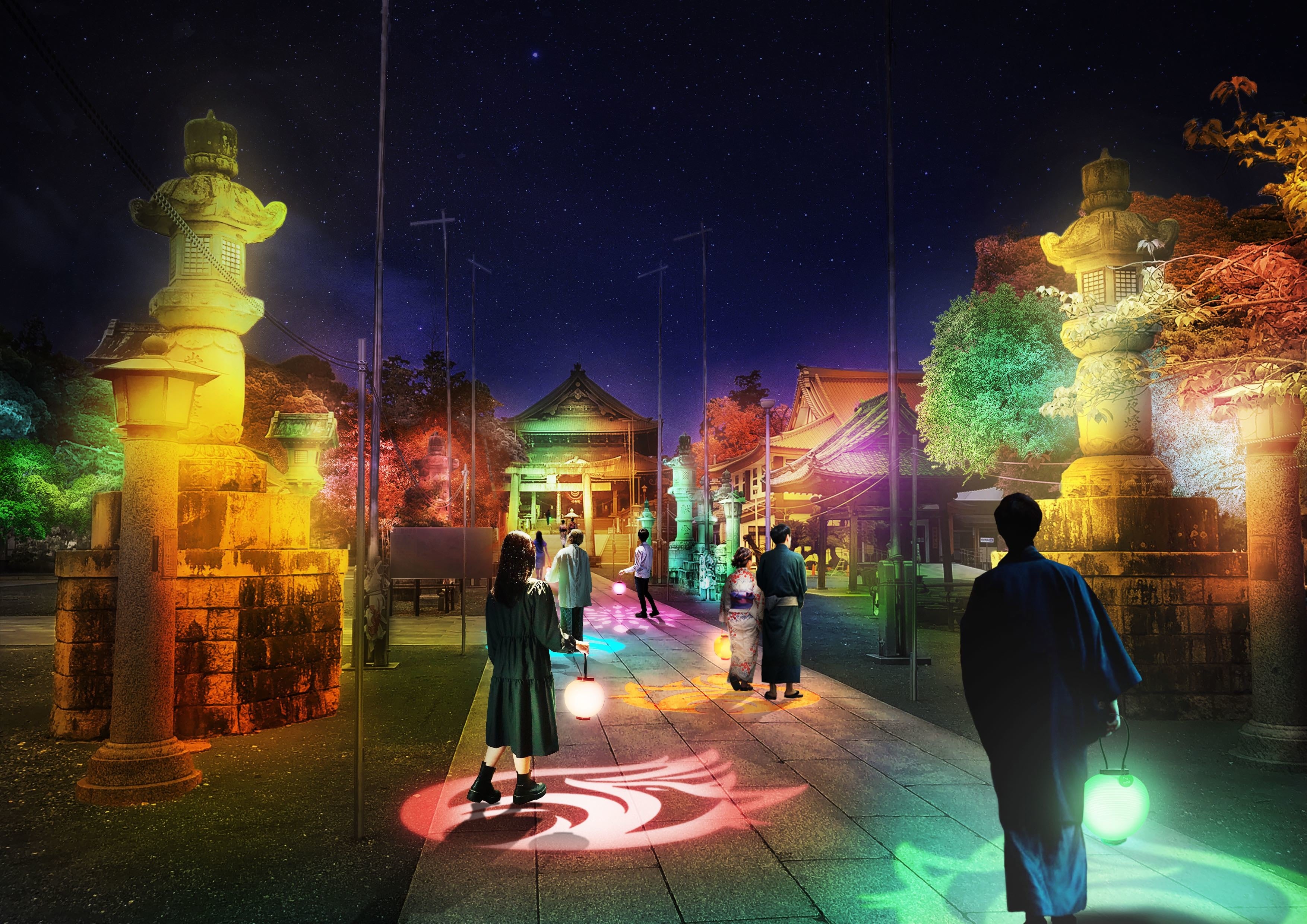 参道ライトアップ-光の響縁