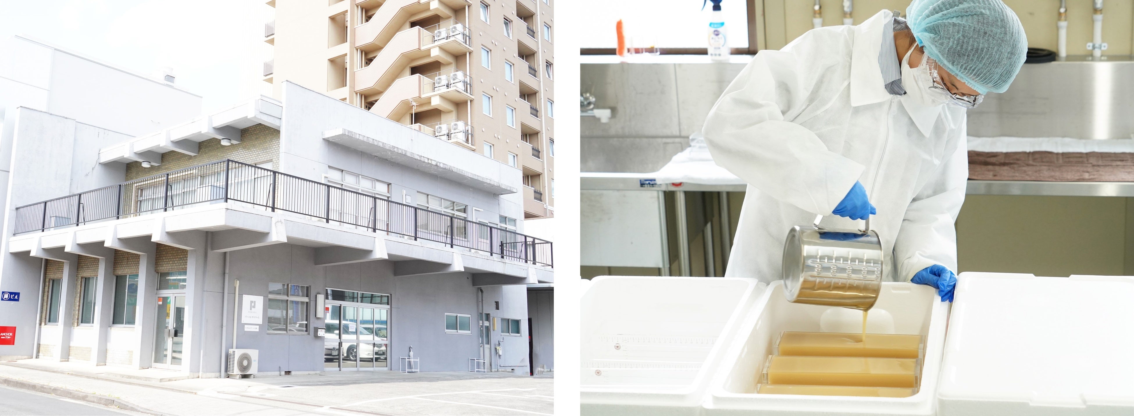 パーソルダイバース きりゅうアート工房　（左：外観　右：せっけん製造の様子））