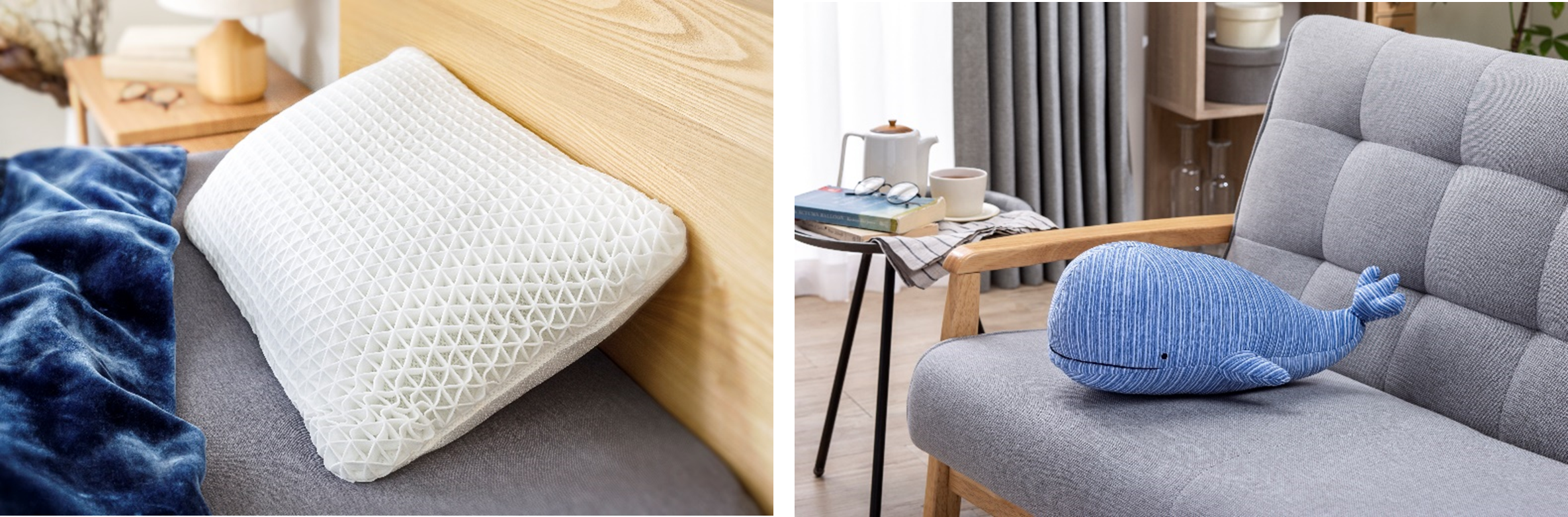 Moffle 弾力性に優れたやわらかいまくら　　　　　　　　　ひんやり抱きクッション くじら