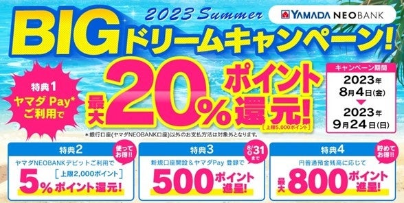 YAMADA NEOBANK 「2023Summer BIG ドリームキャンペーン」開催の
