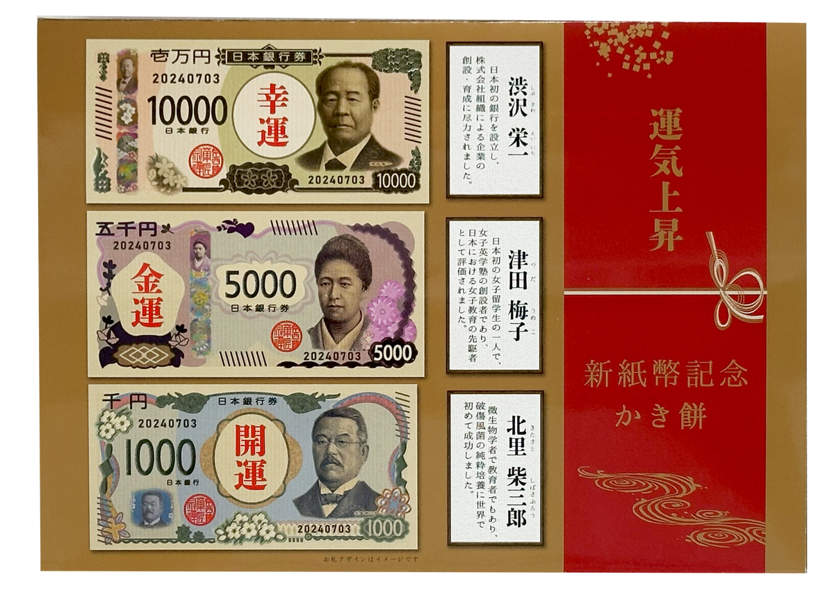 パッケージには新紙幣のデザインが描かれている