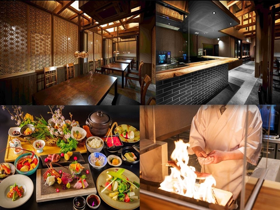 センターハウス（料亭Ai-Oi）　会席料理一例　ライブキッチンの様子