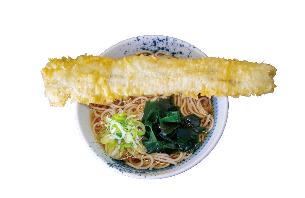 ③あなご一本天そば （単品620円）