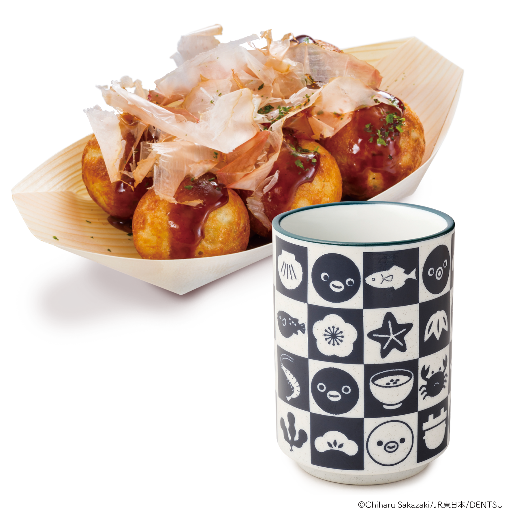 Suicaのペンギン 和柄湯呑付き お持ち帰りたこ焼きセット