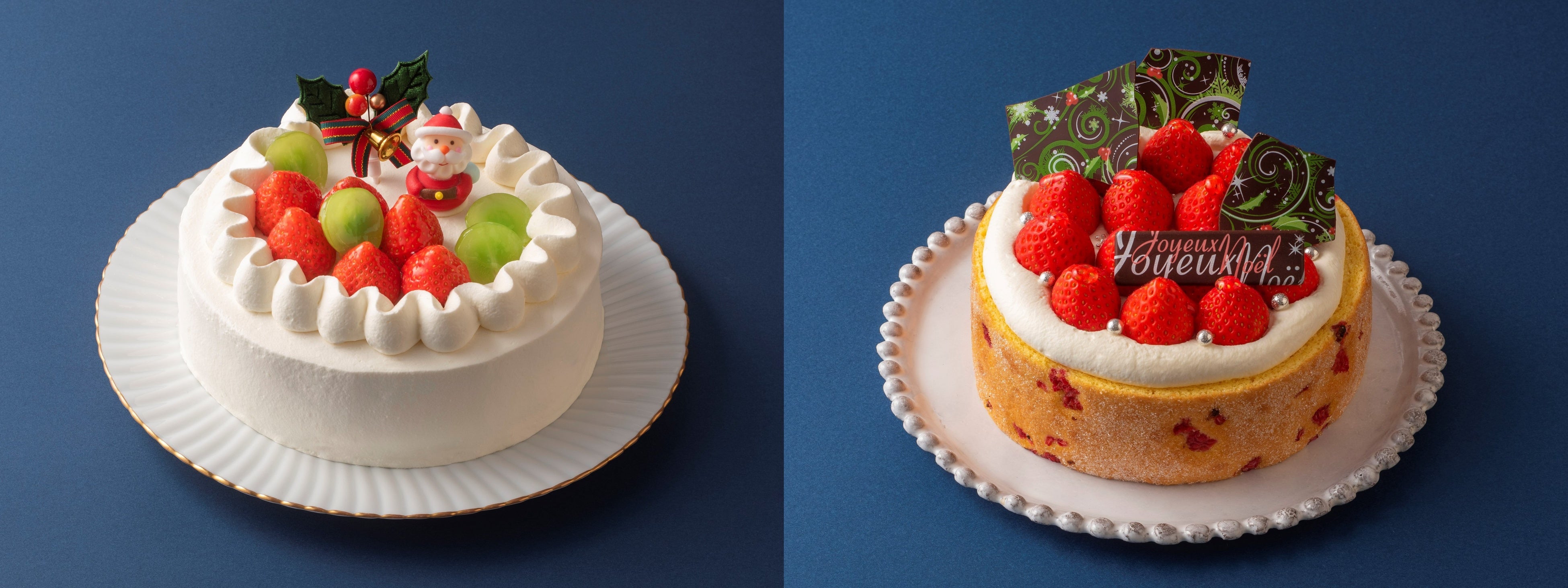 （左）「クリスマスあまおうショート」（9,288円）  フルーツピークス（エキュート大宮・日暮里）　（右）「フレーズ・プレミアム」（6,800円）※100台限定  アンドメルシィ（エキュート大宮）