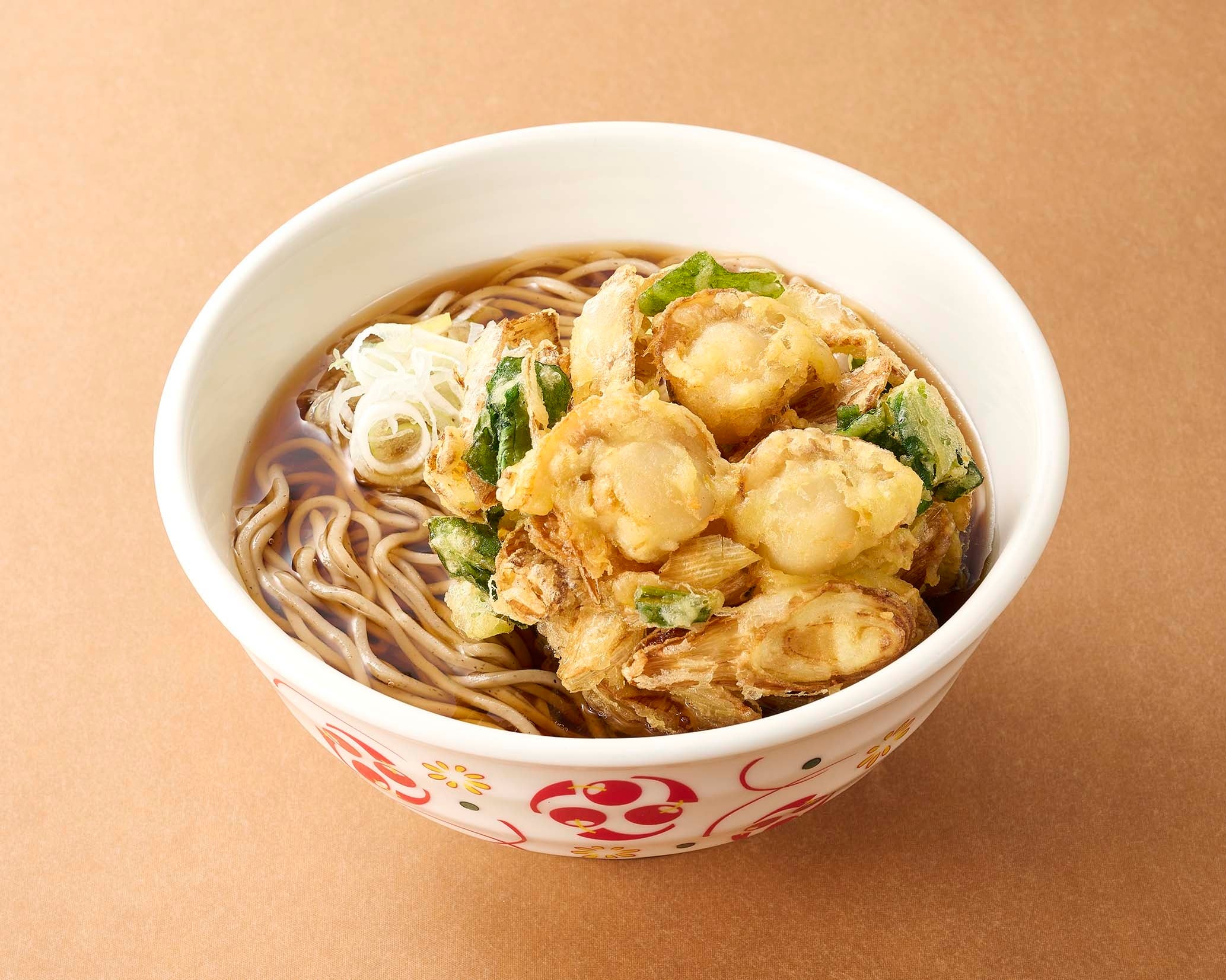 青森県産帆立と長ねぎのかき揚げそば(640円）