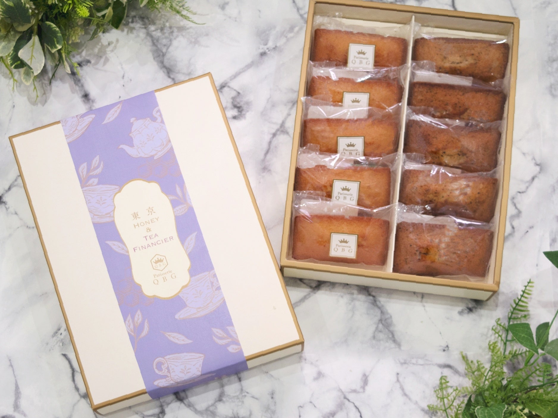 はちみつ・紅茶のフィナンシェギフト  2種各5個入 3,400円／パティスリーQBG（エキュート品川）