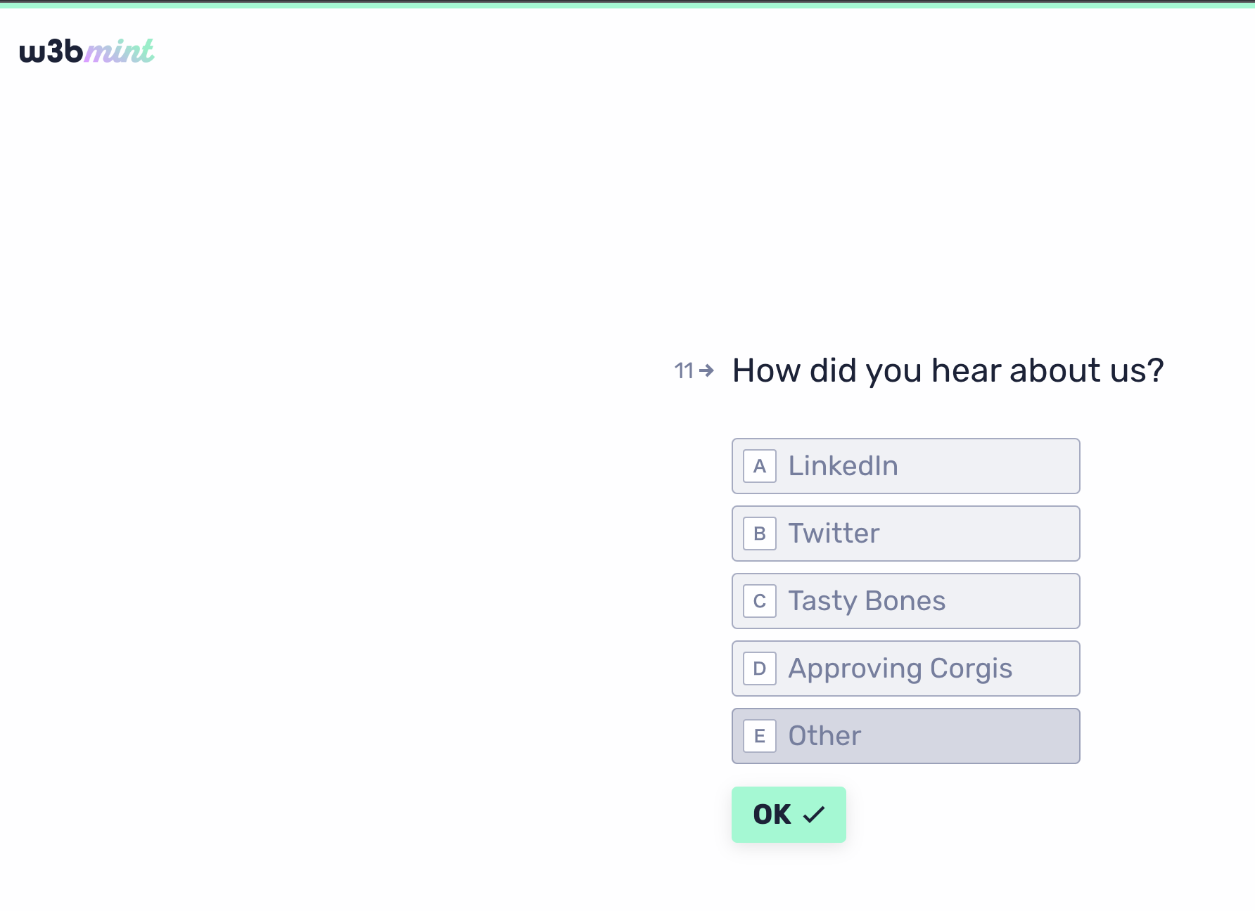 質問項目11のEを選択し、「web3 crowdsourcing」と記入