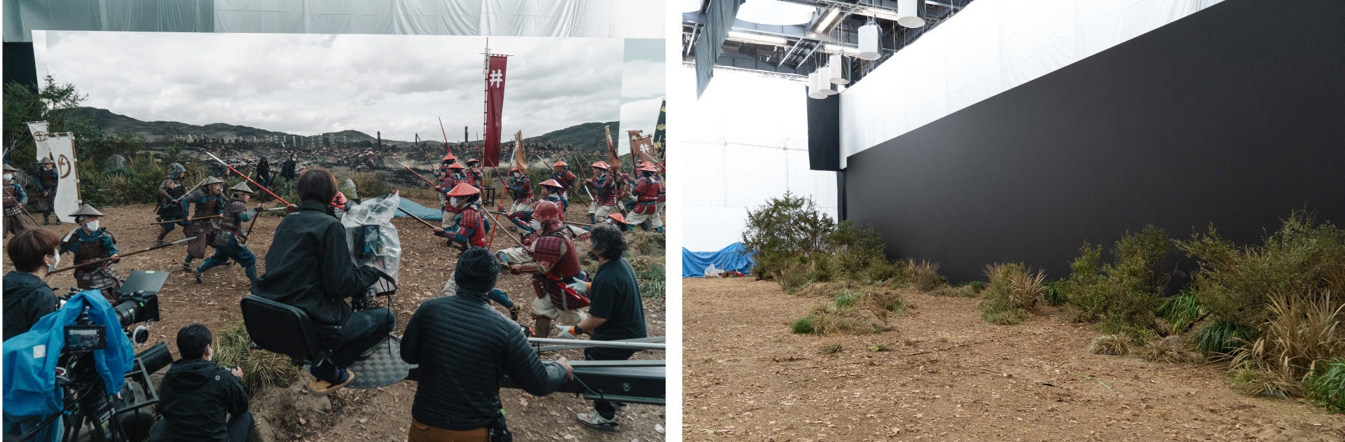 角川大映スタジオに幅27メートル、高さ6メートルのRuby2.6Fを設置して行ったインカメラVFX撮影