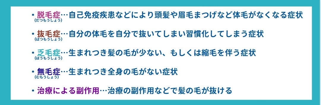  ※１）ヘアロスとは、様々な理由により髪に起こる症状やその状態の総称です