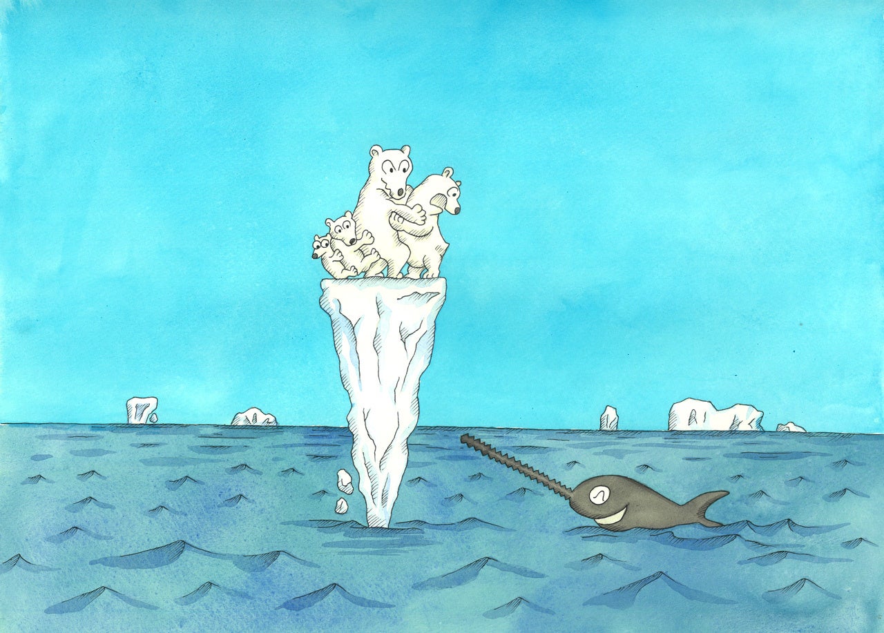 温暖化により、シロクマの暮らせる台地はどんどん狭まっている