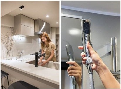 ▲左：オリジナルキッチン、右：エステケアシャワー