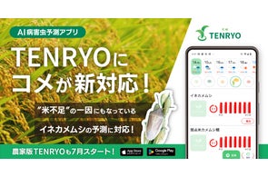 深刻化するイネカメムシ被害を受け、防除DXアプリ「TENRYO」が「コメ」のAI病害虫予測に新対応