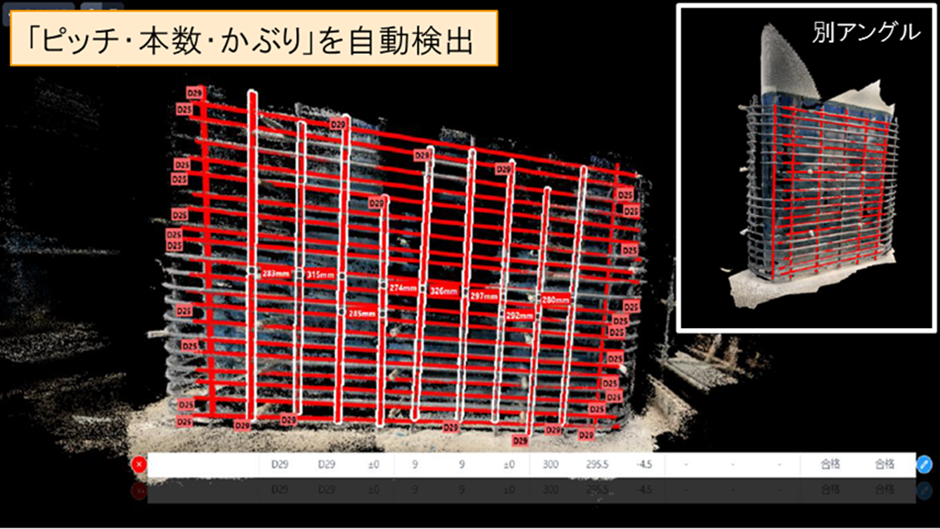 LiDAR付iPadで取得された点群データから鉄筋モデルを自動作成