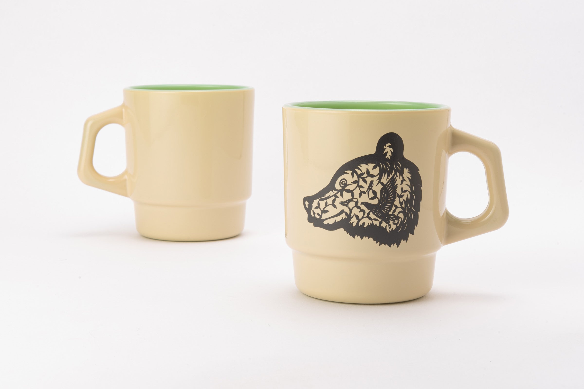 Fire-King スタッキングマグ ジェダイ アイボリースプレー [Bear]