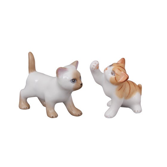 <ヘレンド>猫のいる風景  歩く猫と手を伸ばす猫ペア <5セット限り>37,400円 ■本館5階 ヘレンド