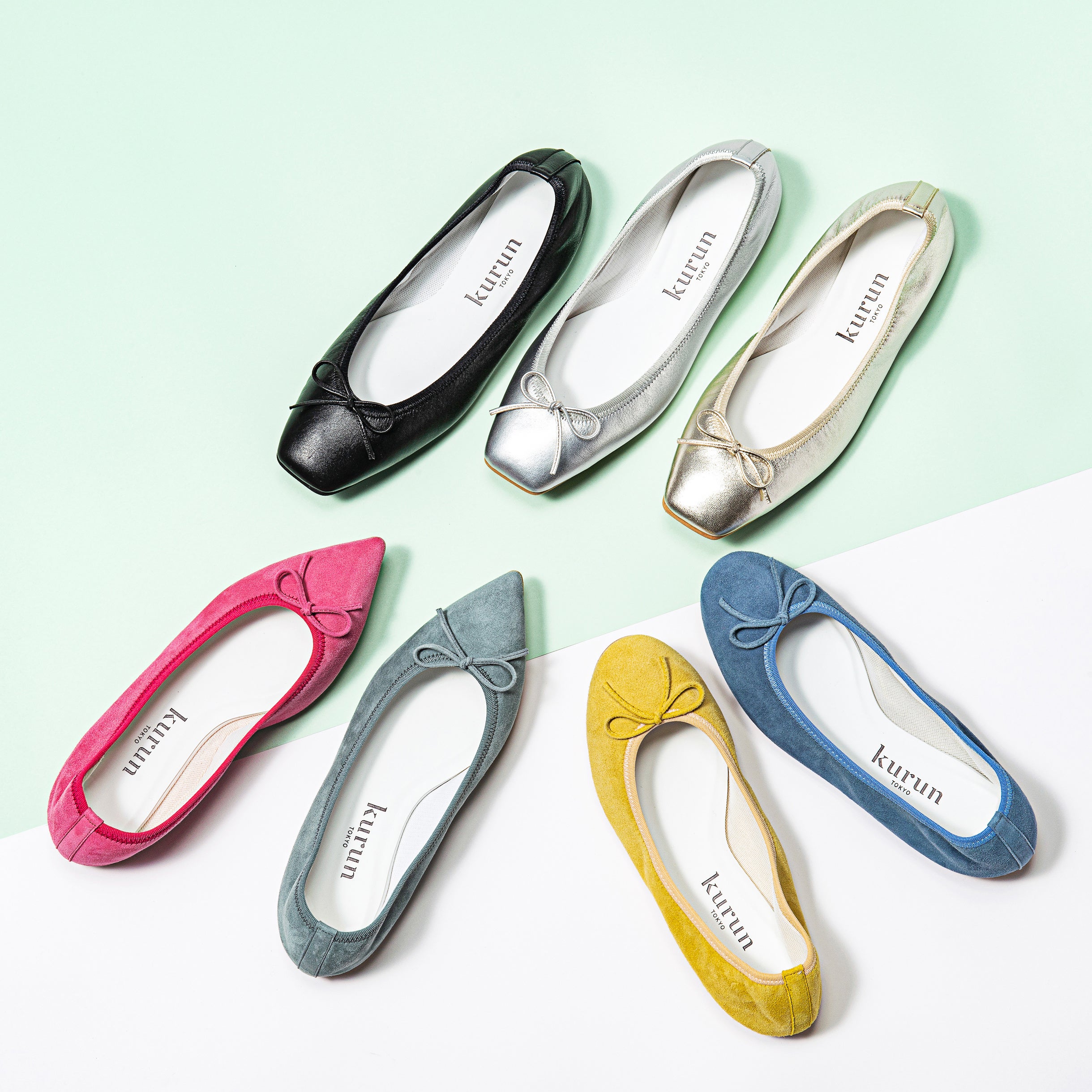 ＜クルントウキョウ＞  バレエシューズ各15,180円（伊勢丹新宿店先行 21.5㎝～26.5㎝)