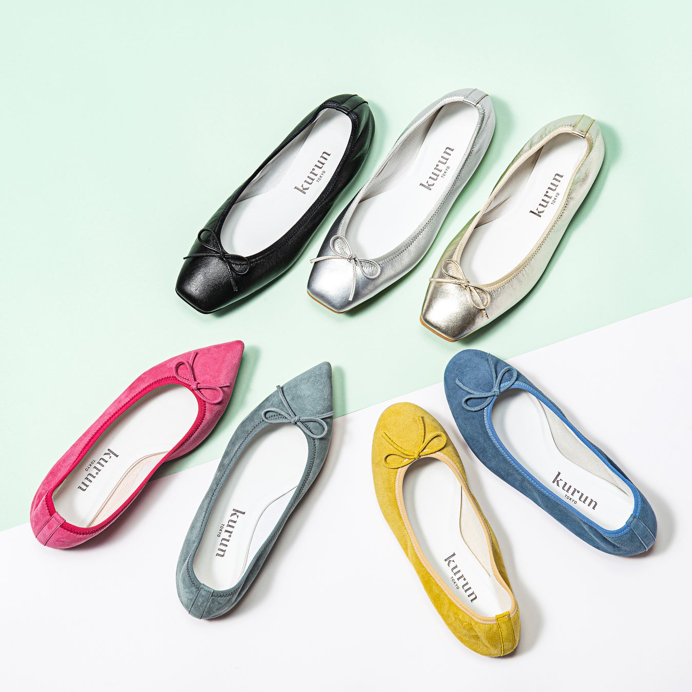 <クルントウキョウ>  バレエシューズ各15,180円(伊勢丹新宿店先行 21.5㎝~26.5㎝)