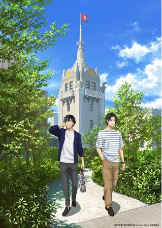 日本橋三越本店の屋上を 訪れたヤンとアッテンボローを描いたイラスト