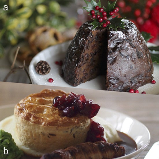 a.クリスマスプディングS 1,851円［各日30点限り]300g、1個、日本製 b.クリスマスパイ 850円［各日50点限り］1個、日本製