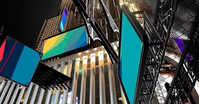 ARコンテンツ上にある三越銀座店の銀座シャンデリア周辺の広告面に、静止画・動画を組み込むことができます。