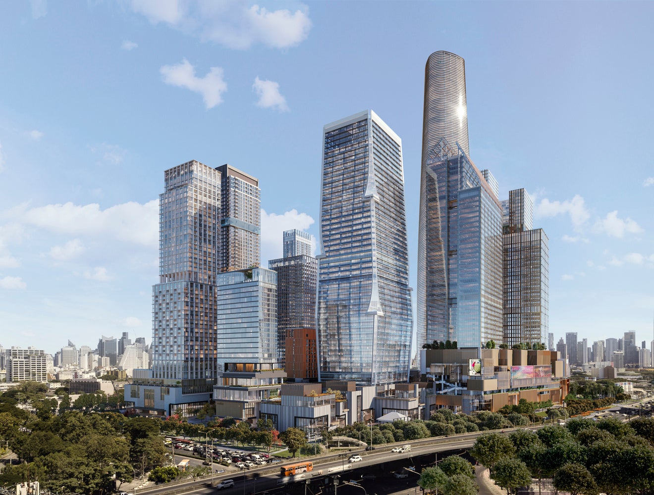 広大なエリアに、4つの商業施設、5つのオフィス棟、5つのホテル、 コンベンションセンターがそびえます ※画像はイメージです