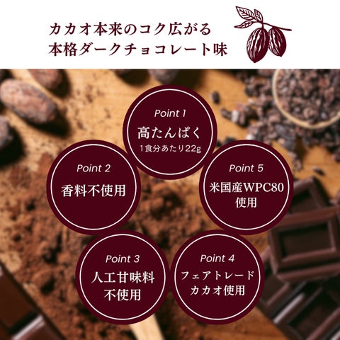フェアトレードカカオを使用した贅沢プロテイン「ホエイプロテイン フェアトレードカカオを使用した贅沢プロテイン「ホエイプロテイン