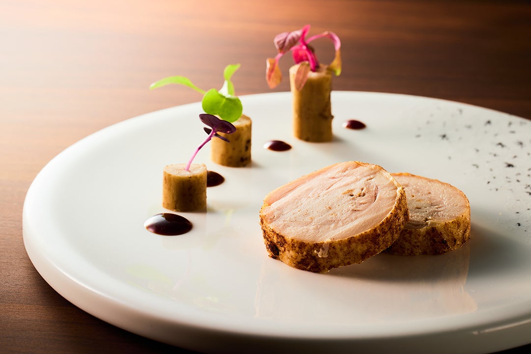 叩きごぼうと鶏のガランティーヌ